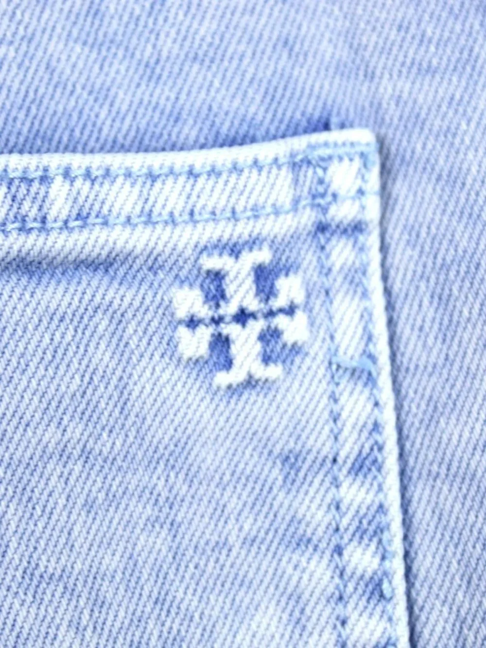 Tory Burch Women's Straight Leg Lice Ice Blue Wash Denim Jeans Size 32